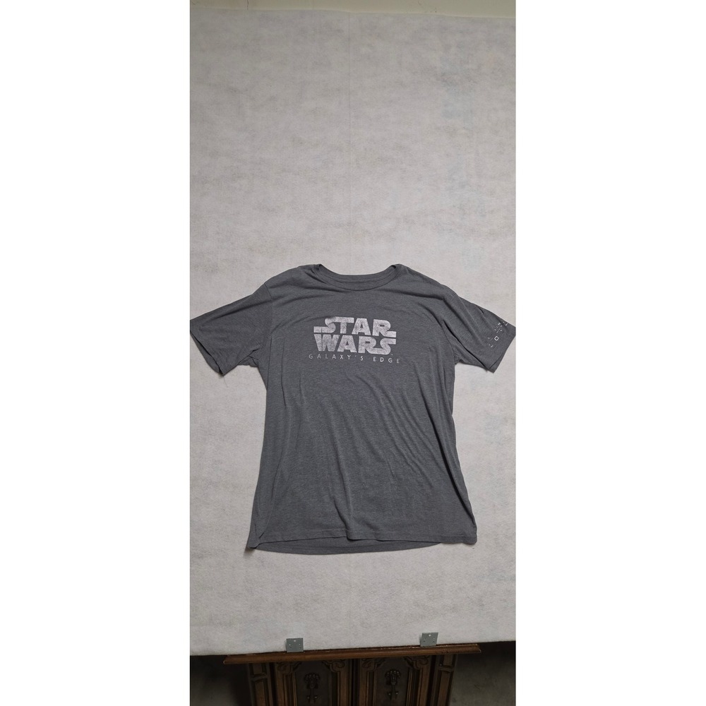 Disney Parks Star Wars Galaxy's Edge Landing 2019 Large Gray Distressed Logo Tee